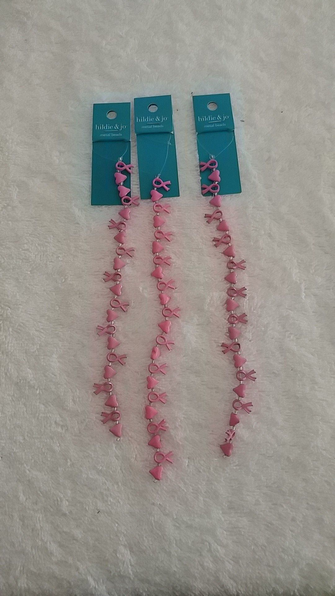 Pink Ribbon Metal Beads