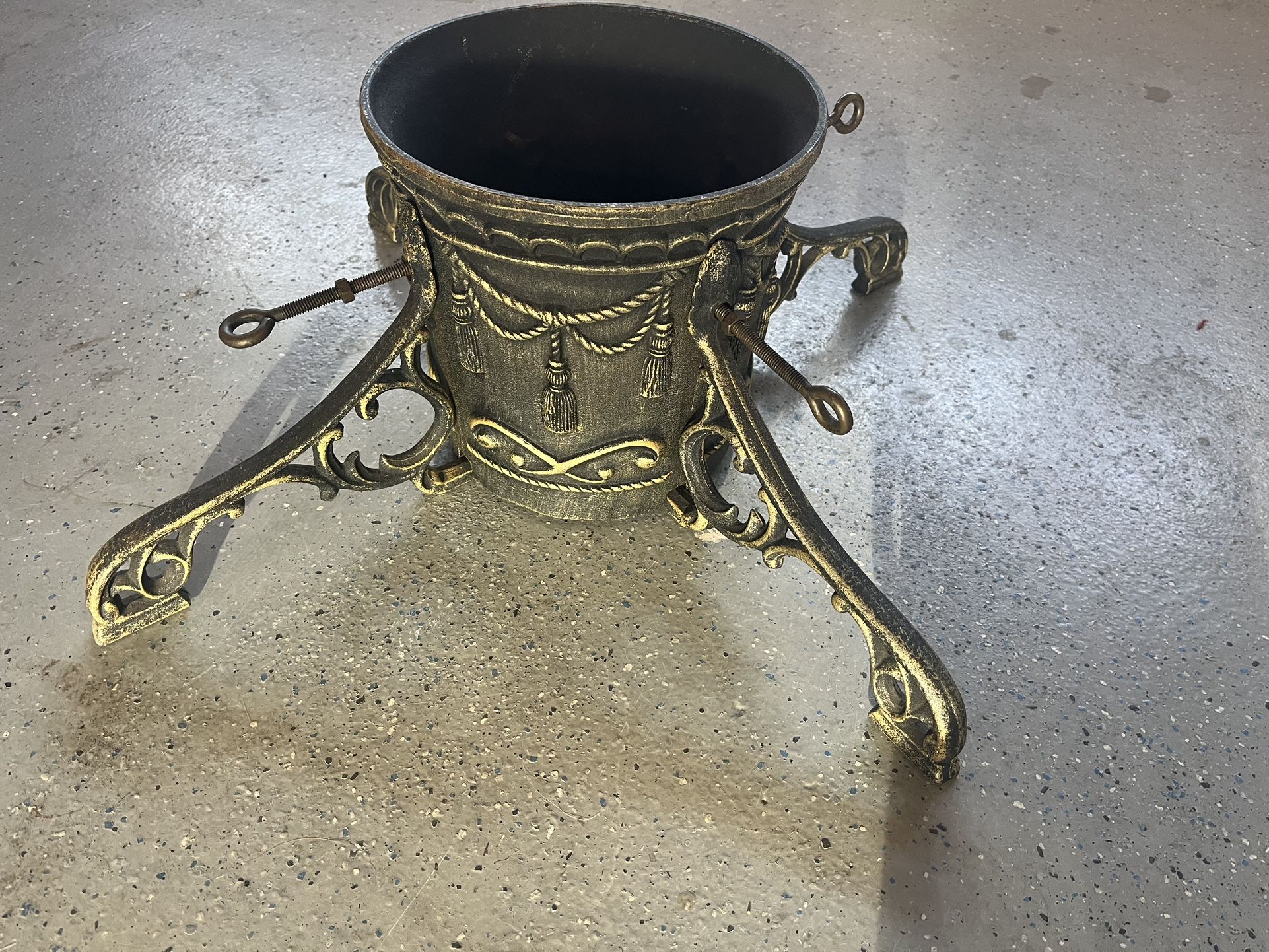 Christmas Tree Stand Cast Iron Ornate Vintage 