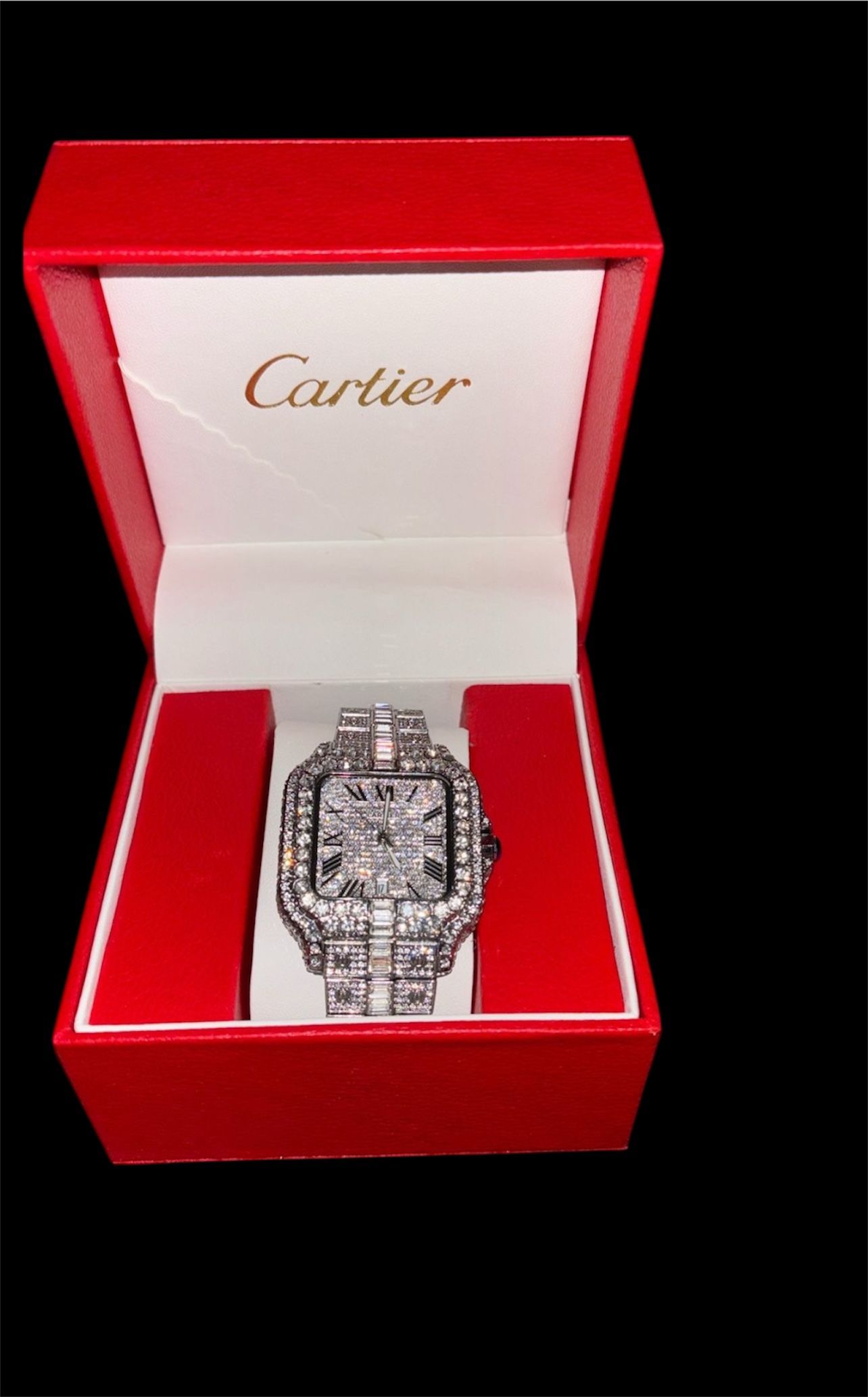 silver cartier roman dial 