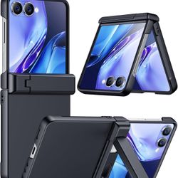 Samsung Galaxy Z Flip 7 Case with [Built-in Front Screen Protector] [Kickstand][Hinge Protection][Hard PC] Ultra-Thin Shockproof Protective Phone Case