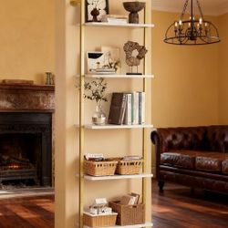 5-Tier Bookshelf Solid Wood Ladder Shelf X(1)