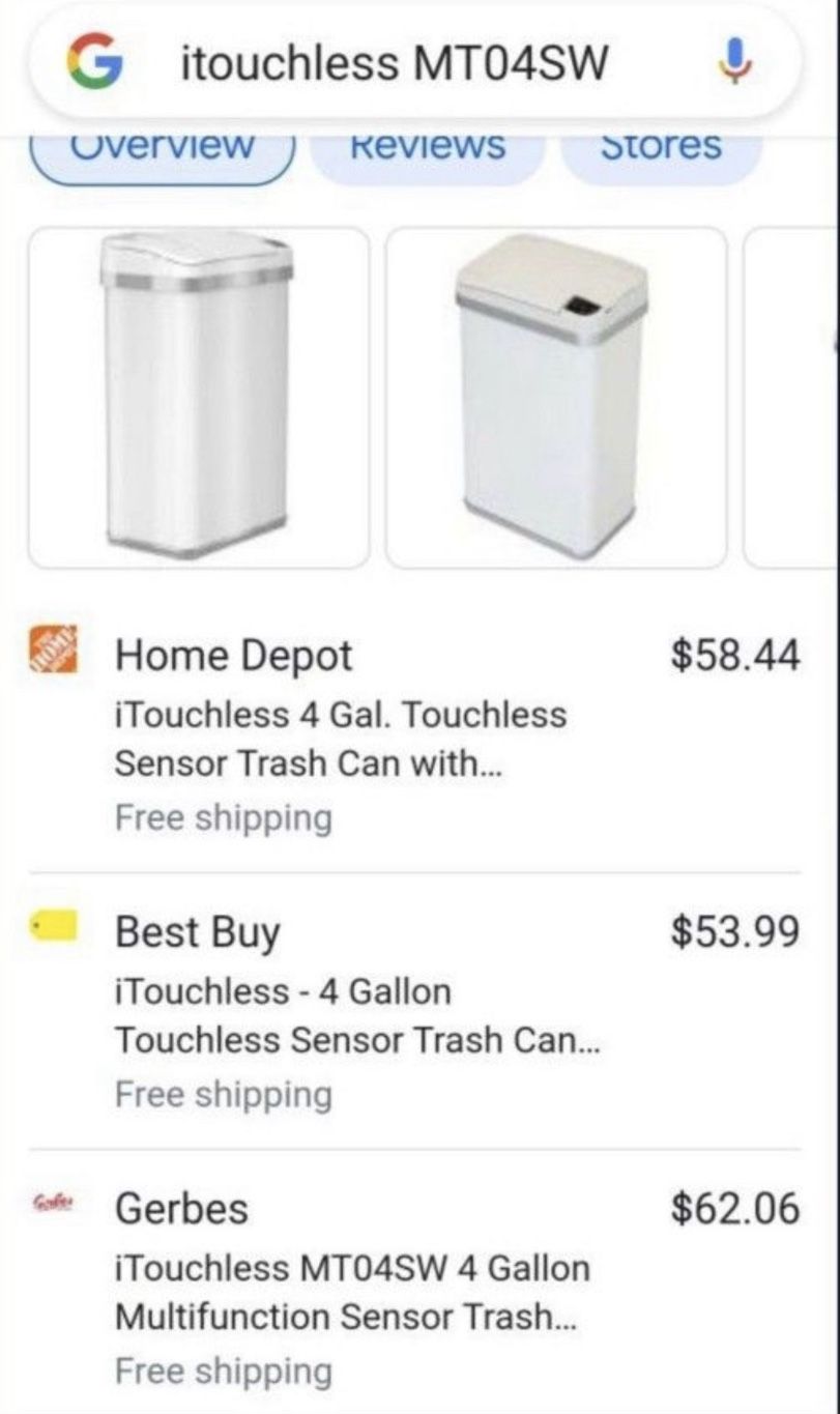 TRASH CAN  TOUCHLESS  "NEW"  4 GAL iTOUCHLESS