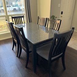 Granite Slab Dining Table and Chairs