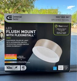 Commercial Electric 10in LED Flush Mount Light brushed Nickel and Black