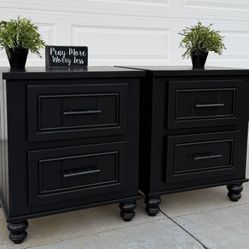 (2) Cute Black 2-Drawer Night Stands 