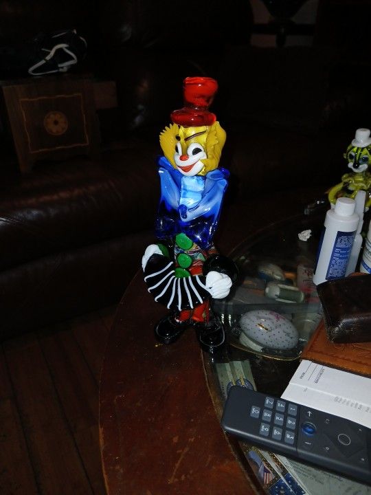 Vintage Murano Glass Clown Playing Accordion Italian Art Glass 10.5" Tall 