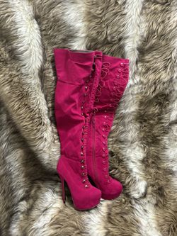 Pink High Heel Boots