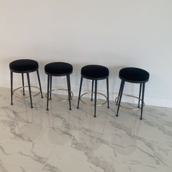 CB2 Black and Brass Counter Stools (4)