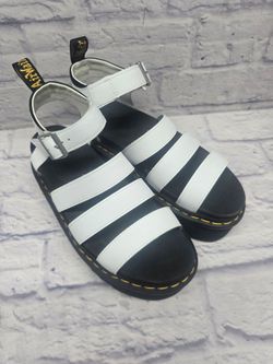 Dr Martens Blaire Quad White Hydro Leather Platform Sandals Strappy Women Size 9