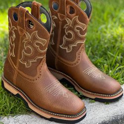 Simple Brown Cowboy Work Boots 