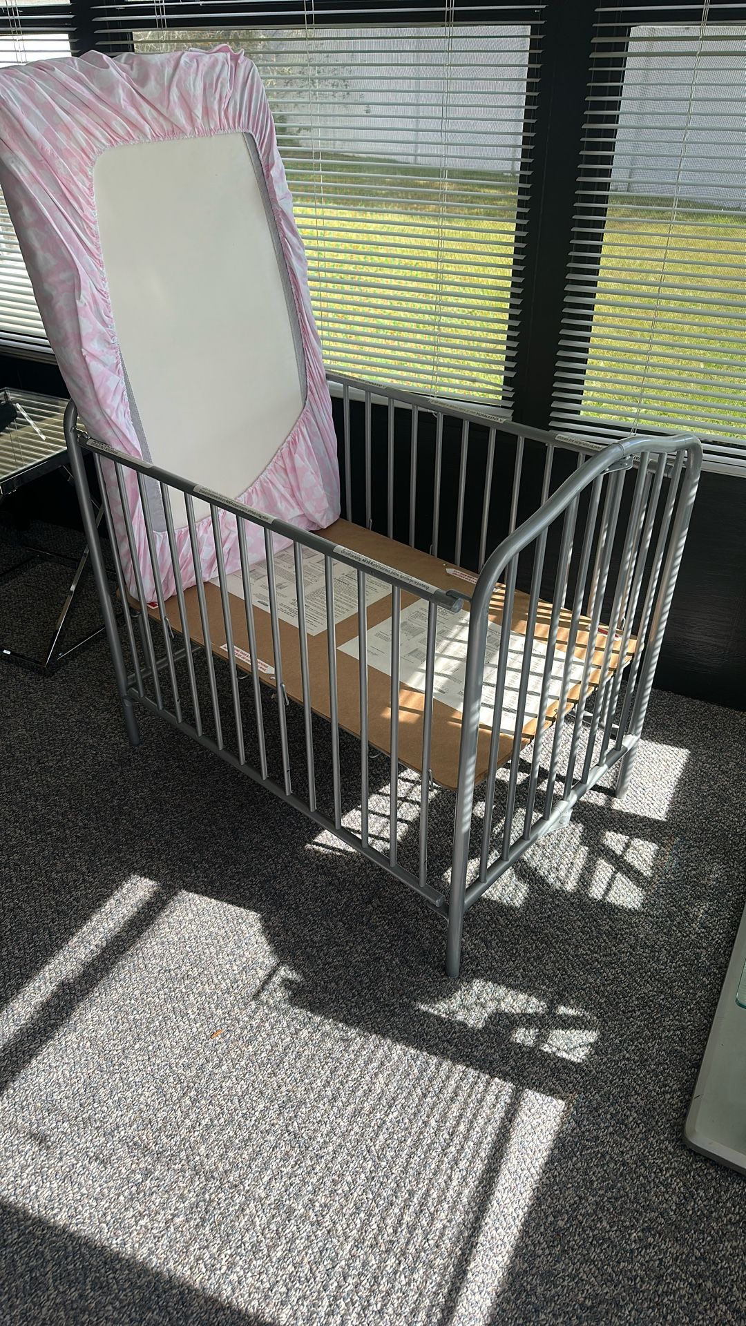 Portable Baby Crib In Gray New