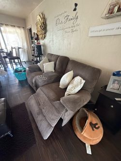 Brown colored living room couch set set