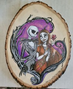 Jack & Sally Wooden Wall Plaque