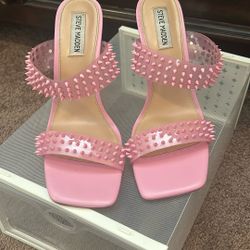 Pink Spike Steve Madden Sandal Heels 
