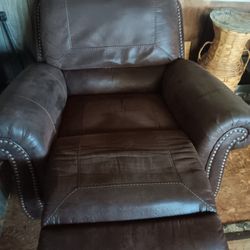 Dark  Brown Leather Sofa With Matching Recliner Set 