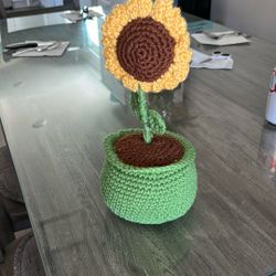 Crochet Sunflower In Flower Pot 