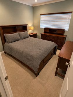 Magnussen Home furniture Riley FULL Bedroom Set with bookcase
