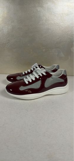 Burgundy Silver Prada America’S Cup Leather Sneakers size 12