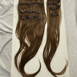 20” Human Hair Extensions Light Brown