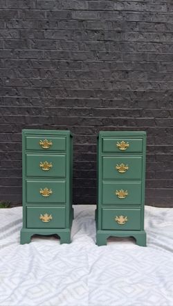 Gorgeous Solid wood Antqiue Sage Green side tables