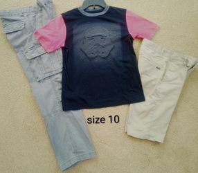 Boy 3-piece LOT size 10 Cargo Pants, Star Wars Shirt & Volcom Khaki Shorts (New)