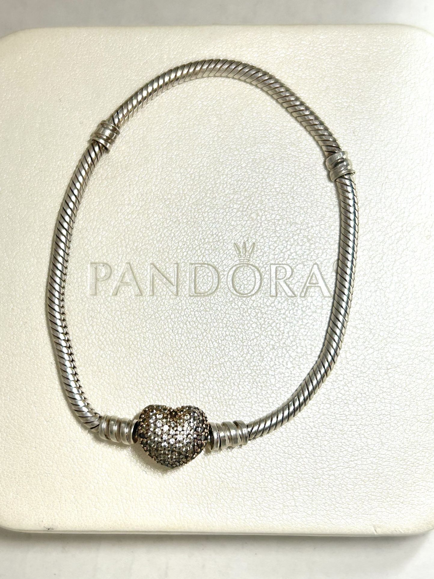 1 Pandora heart pave clasp 7.3/8” bracelet