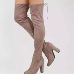 Thigh High Tan Faux Fur Boots Women's Size 7.5