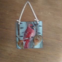 Vintage Hand Painted Glass Window Hanging