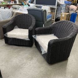 Better Homes & Gardens Bellamy Outdoor Motion Chair, Dark Brown Wicker with Cream Cushion