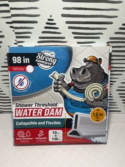 98" White Shower Threshold Water Dam Barrier, Collapsible Water Guard Strip