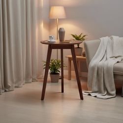 100% Solid Oak Small Tall Side Table, Mid Century Modern Coffee Table for Small Spaces, Living Room End Table with Stable Frame for Bedroom Couch, (Wa