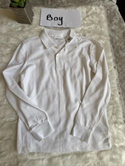 Old Navy Boys' Long Sleeve White Polo Shirt Size Medium 8