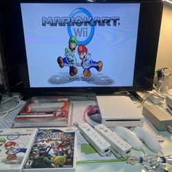 Nintendo Wii Bundle, Mario Kart, Super Smash Bros Brawl