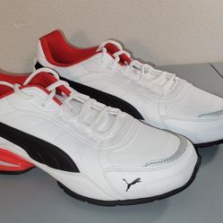 Puma Respin SL White Black Red Leather Training Shoes Size 10 New