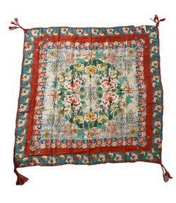 Johnny Was Floral Border Square Scarf in Red, Turquoise, Green
