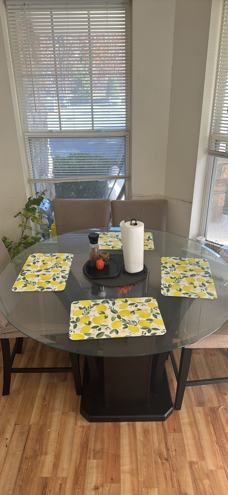 Wood Glass Top Table 