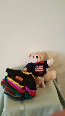 Mini Teddy Bear with 12 Sweaters January through December