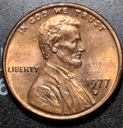 1977 D Lincoln Cent- Coin Filled in Mint Mark