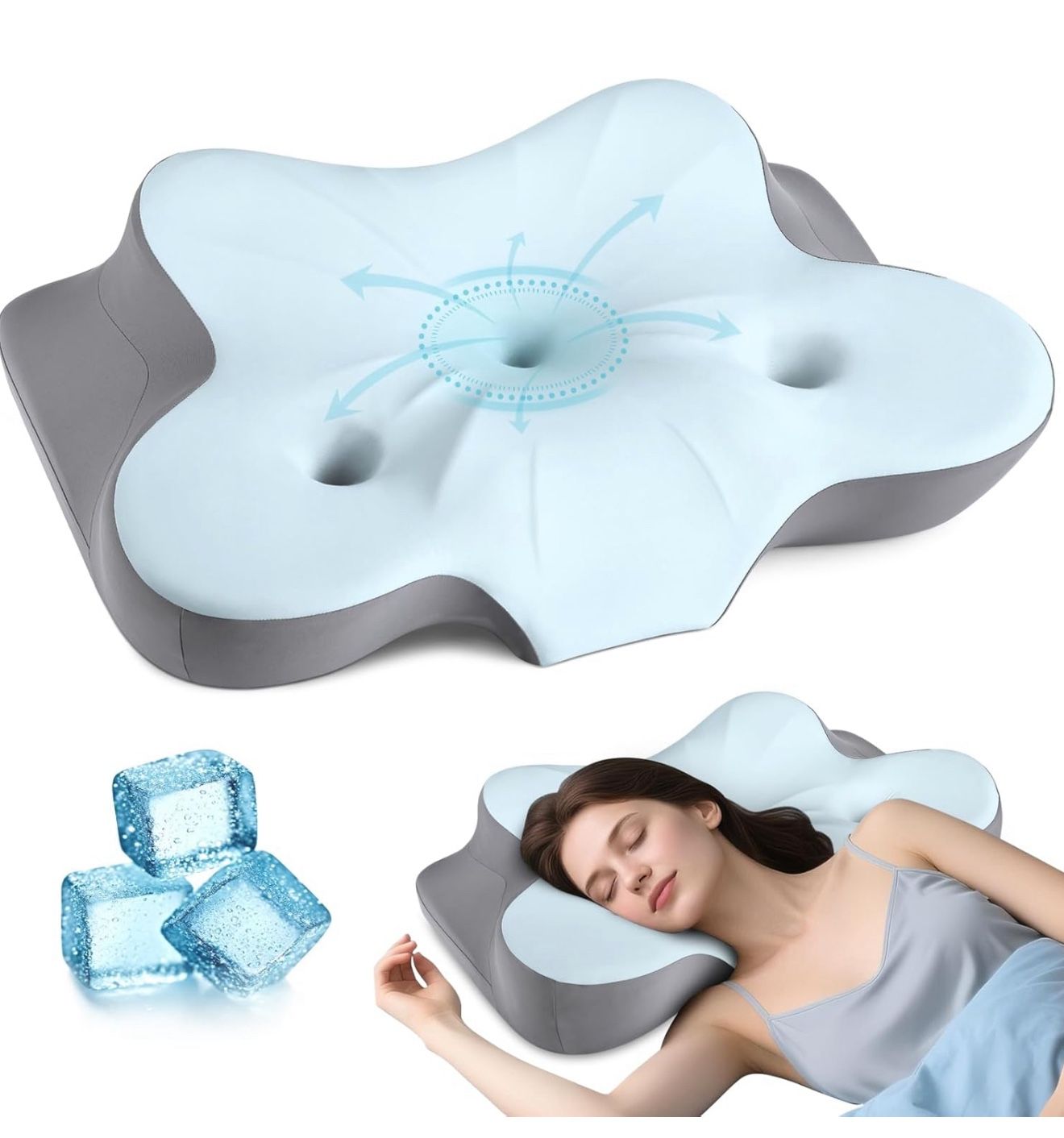 Cervical Neck Pillow for Pain Relief- Ergonomic Memory Foam Pillows