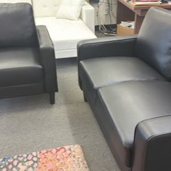 New Black Leather Love Seat / Chair.  Free Delivery!