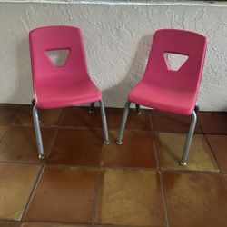 Set Of Two Sturdy Pink Kids Chairs $20