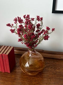 Amber Glass Round Bud Vase