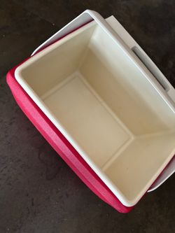 Small Red and White Plastic Cooler