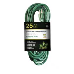 GoGreen Power 25 ft. 16/3 Heavy Duty Extension Cord, Green.