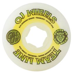 OJs 54mm Team Line Original White Yellow/Green Hardline 99a Duro Skateboard Wheels