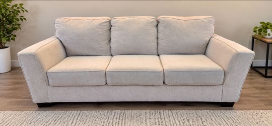 Beige 3-Seater Fabric Sofa – Good Condition