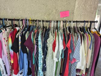 All the Womans Clothes on one rack around 100 pcs