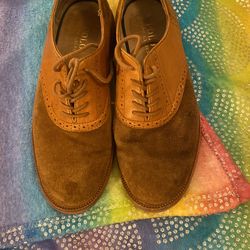 Men Polo Ralph Lauren Brown Suede Oxford Shoes So 9 D 