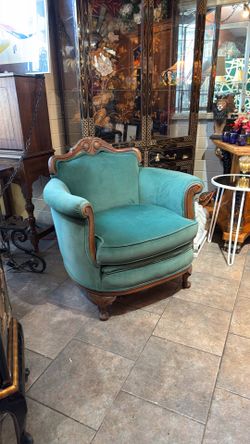 Velvet green Vintage, beautiful Club Chair one of my favorites