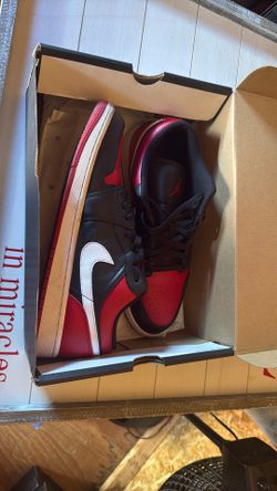 Men's Nike Black/Red Air Jordan 1 Low Sneakers Size 13